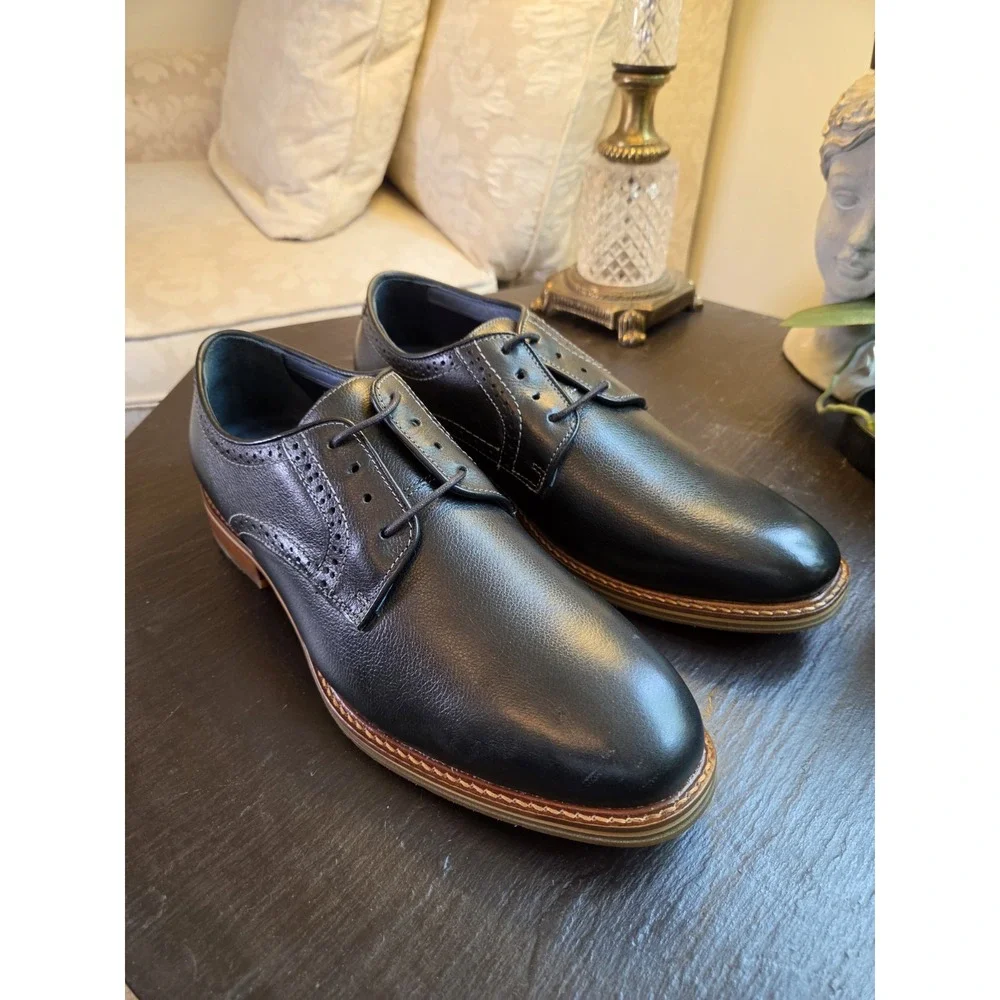 Johnston & Murphy Men's Raleigh XC Flex Leather Plain Toe Black Sz 10.5 NEW $175